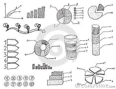 Doodle set charts, graphics in hand drawning style Vector Illustration